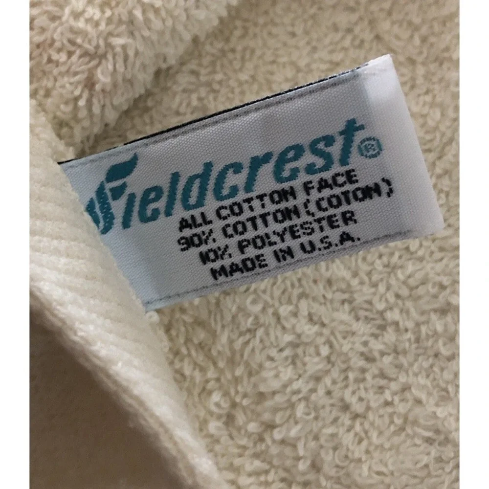 VTG Fieldcrest Floral 3 Piece Towel Set Ivory Peach Tulips Cotton Blend USA NOS